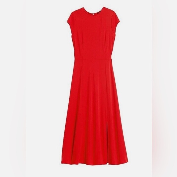 Banana Republic Red Soft Ponte Midi Dress with Slit right side leg split - Picture 1 of 15